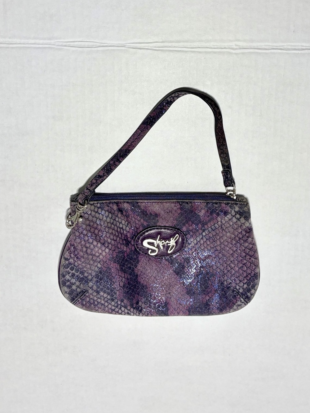 Sharif Y2K Shimmery Snakeskin Wristlet Bag
